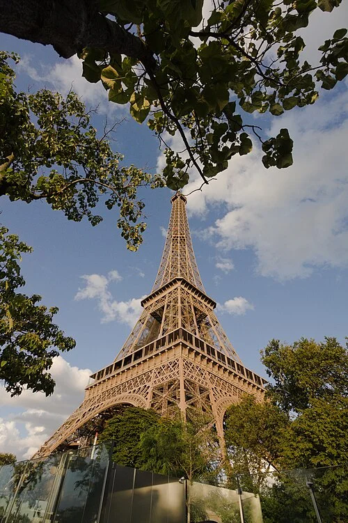 Daylight exterior of the Eiffel Tower, August 2019