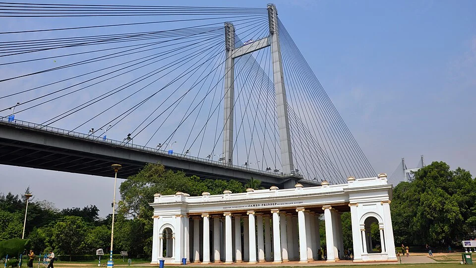 Historic colonnaded monument at Prinsep Ghat, Kolkata