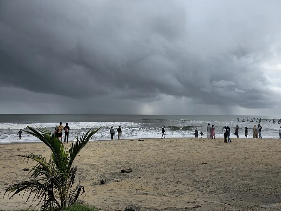 Kozhikode beach during the monsoon
