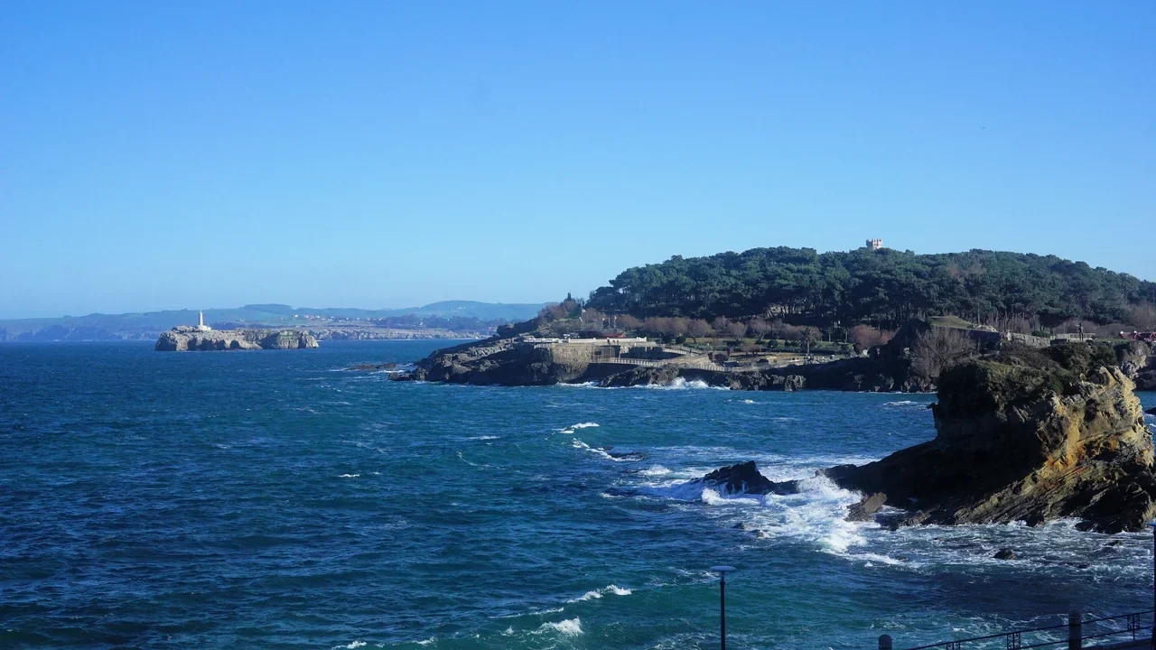 Coastal view of La Magdalena peninsula in Santander, archival view from 2019