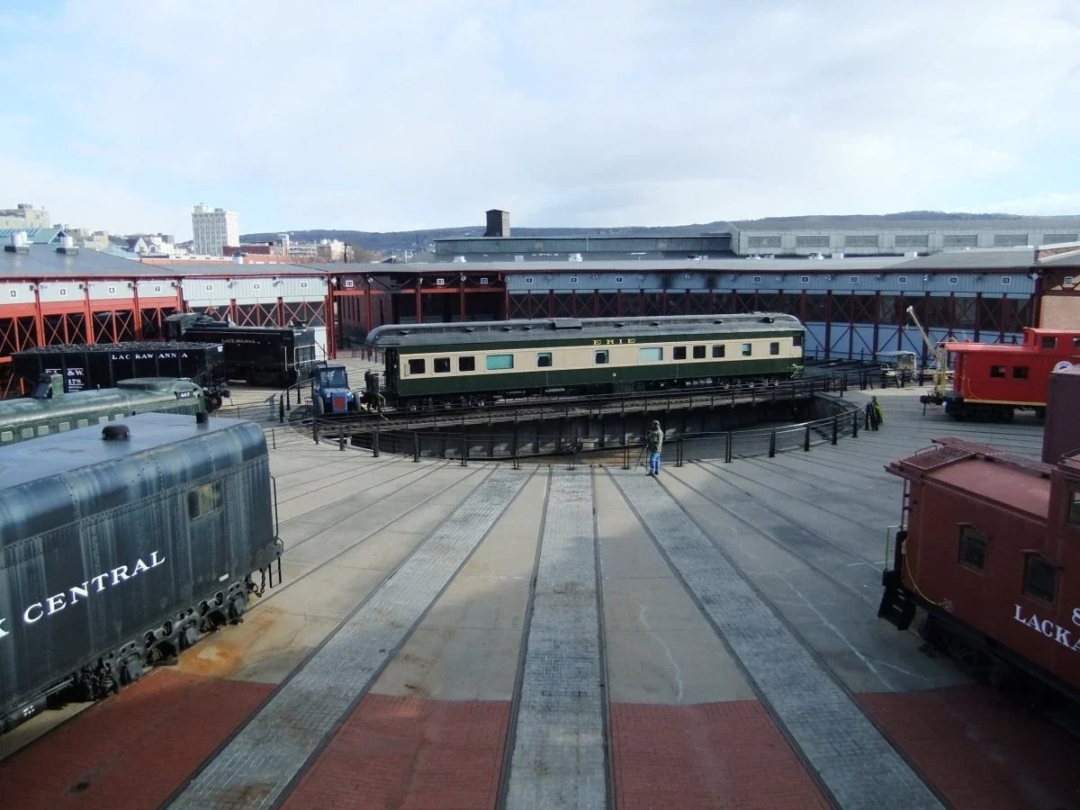 Erie 3 business car on the Steamtown turntable, NPS archive