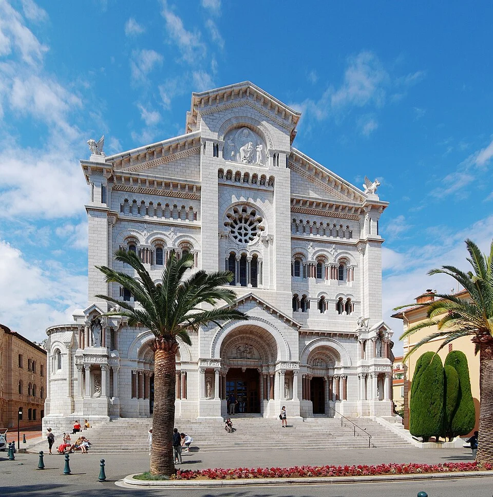 Historic exterior of Notre-Dame-Immaculée Cathedral in Monaco