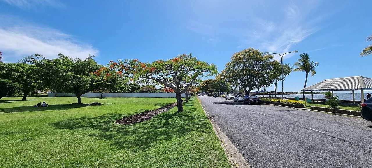 Shirley Park on the left and Marine Drive on the right in Lautoka, November 2022