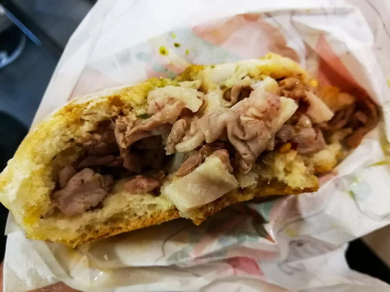 Lampredotto sandwich in Florence, 2018