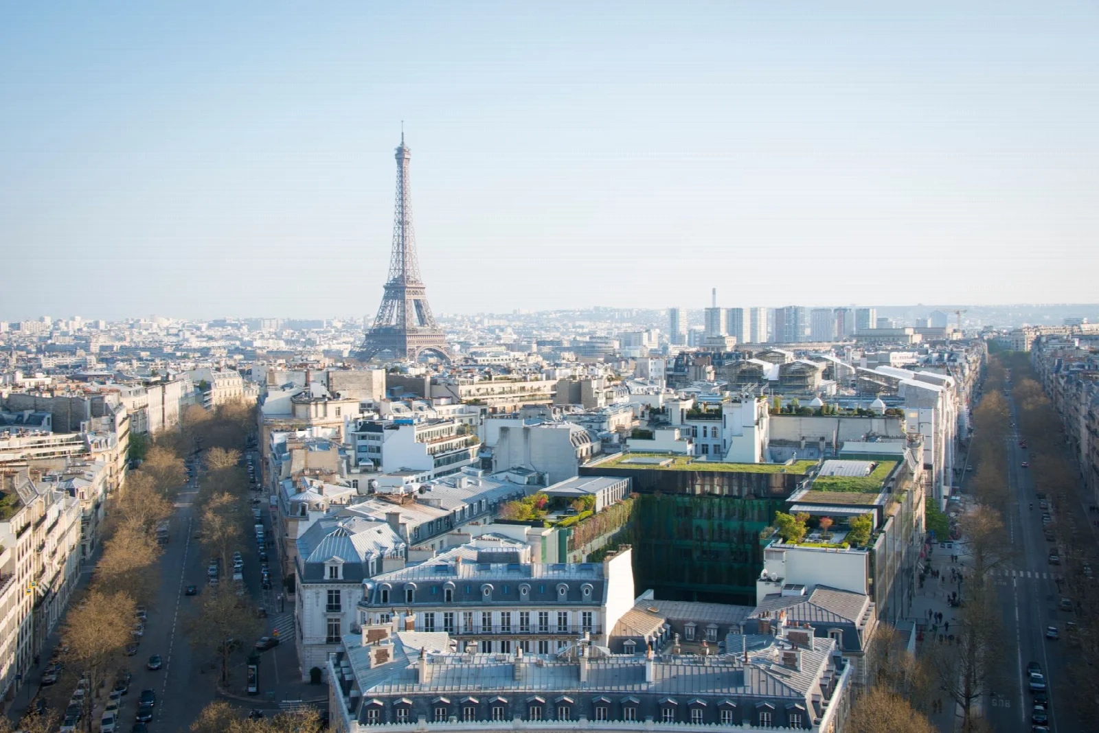Paris rooftops and the Eiffel Tower in daylight