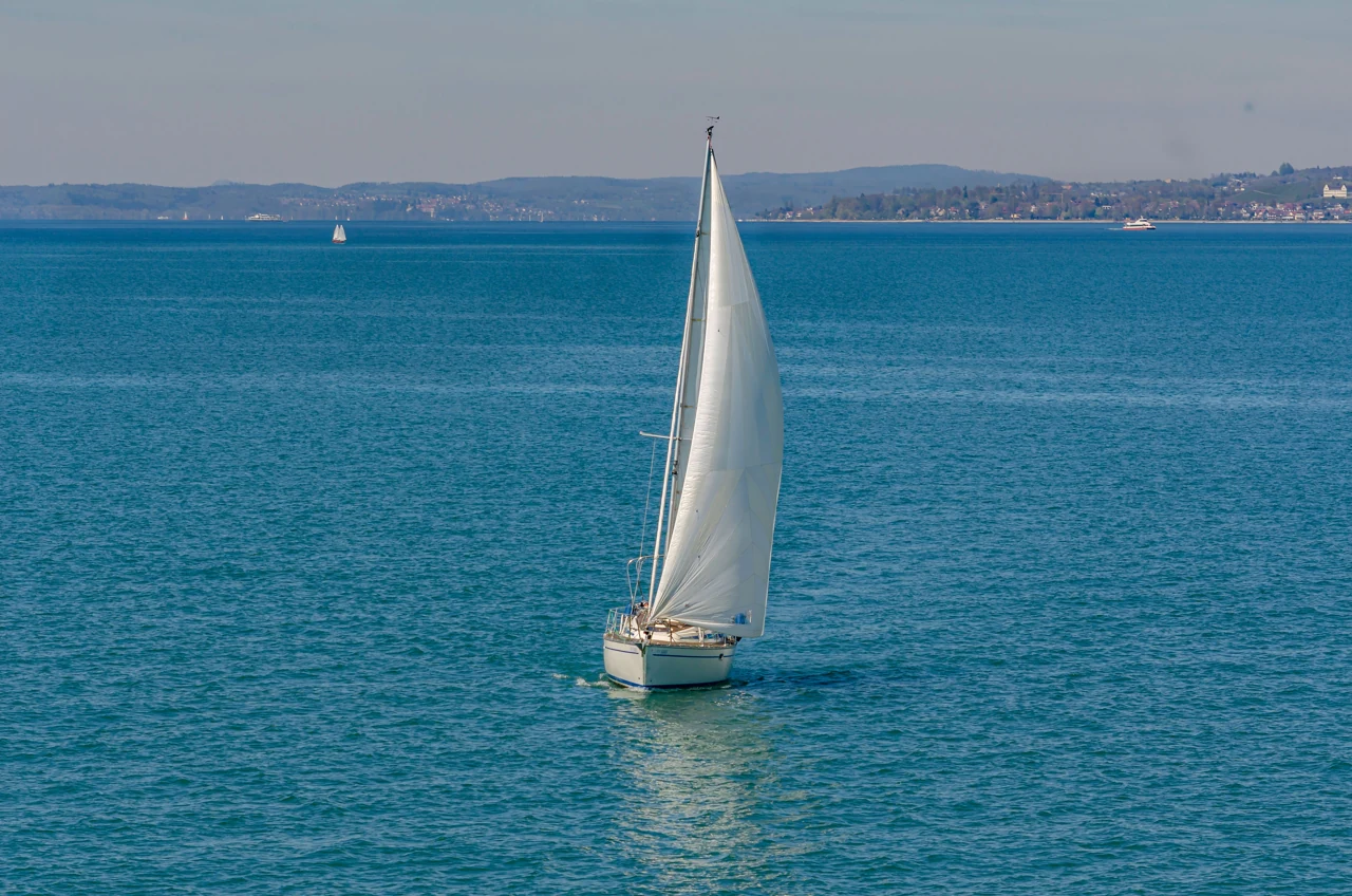 A sailboat on Lake Constance off Friedrichshafen
