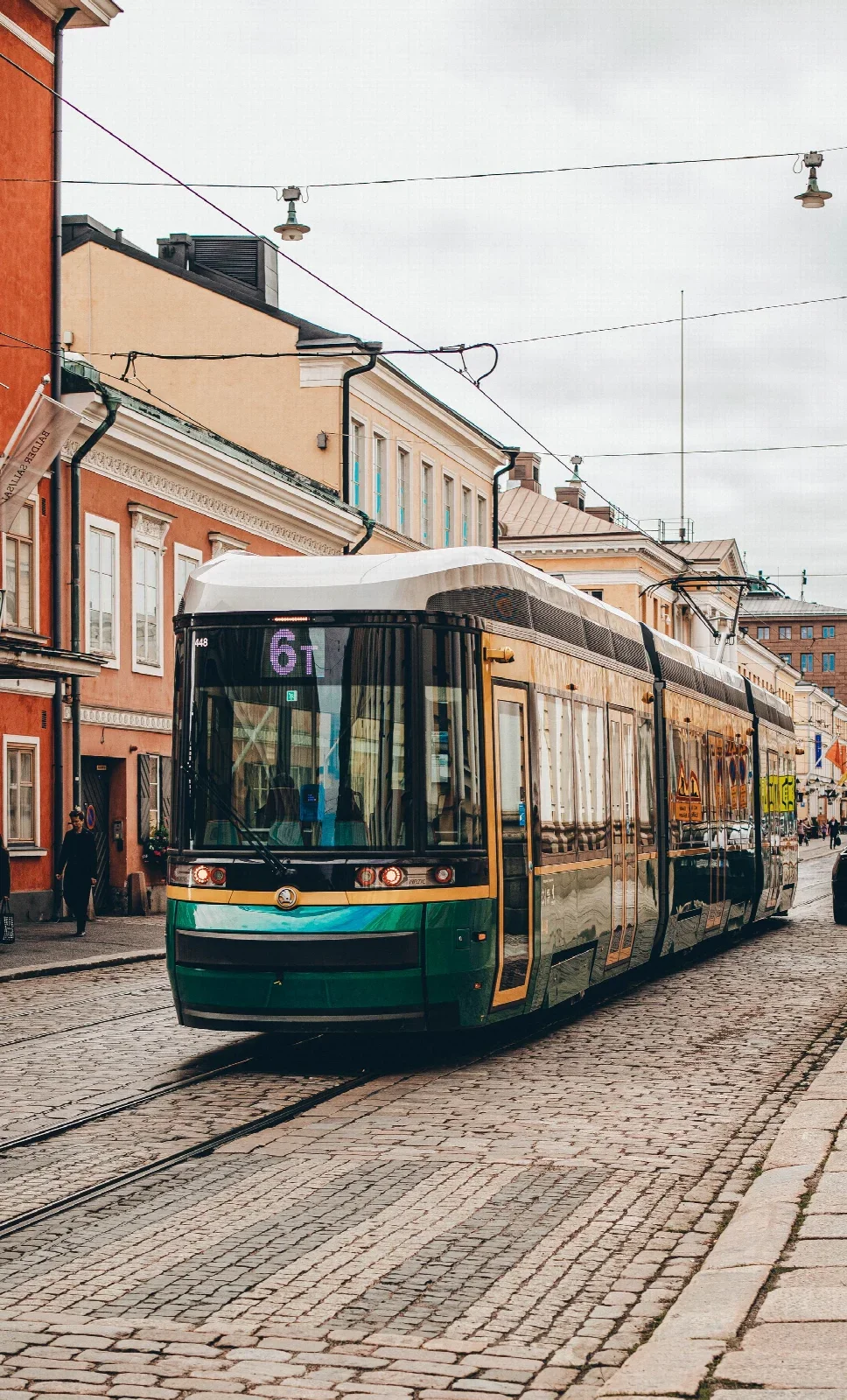 An urban Helsinki tram, everyday transport setting