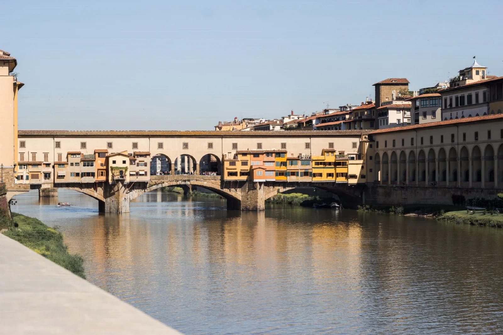 The historic Ponte Vecchio spanning the Arno River in Florence