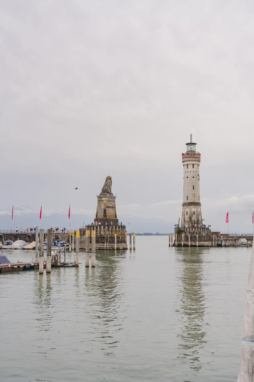 The Bavarian lion and lighthouse at Lindau harbour entrance