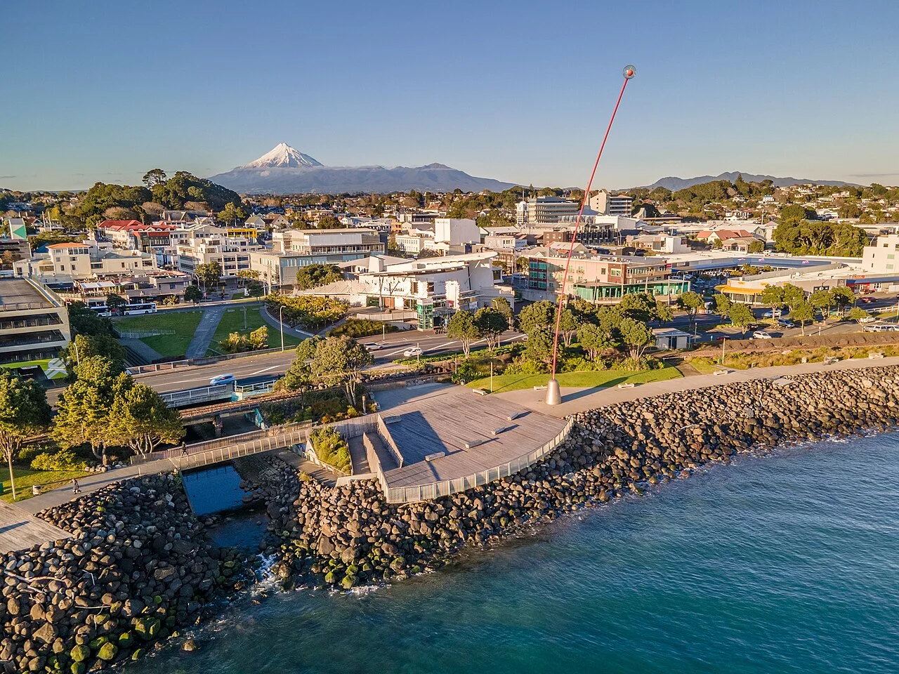 Broad New Plymouth city view towards eastern suburbs and Taranaki, August2020