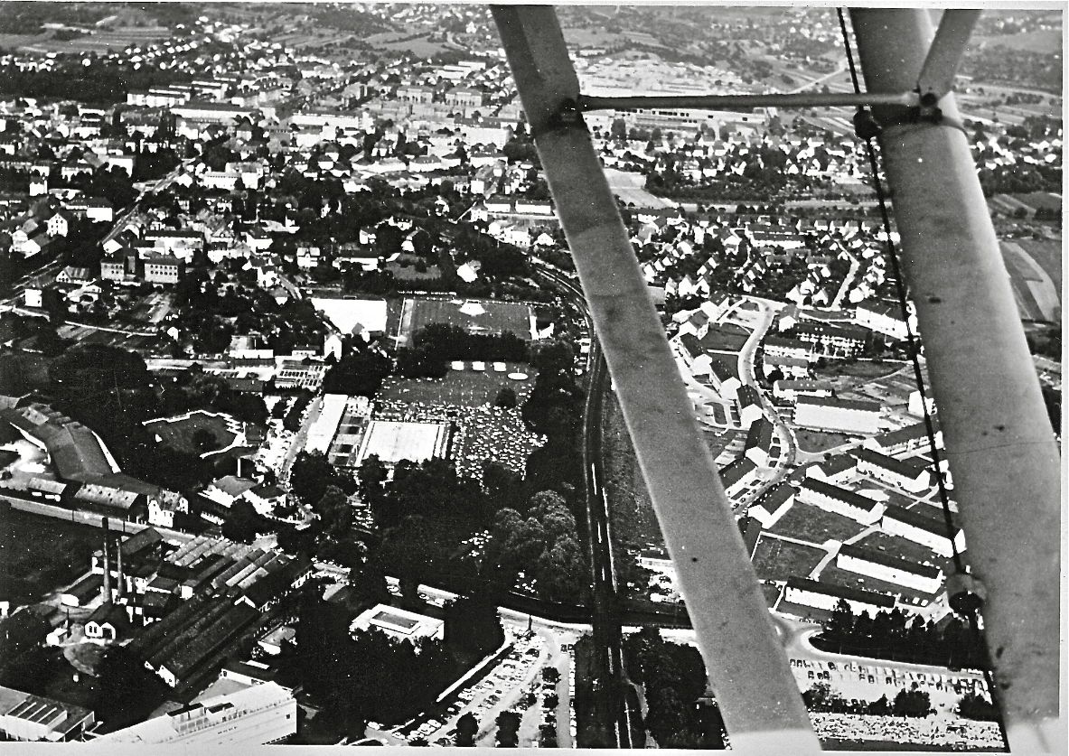 Offenburg güneyi ve Stegermatt bölgesinin tarihî hava fotoğrafı, Ağustos 1968