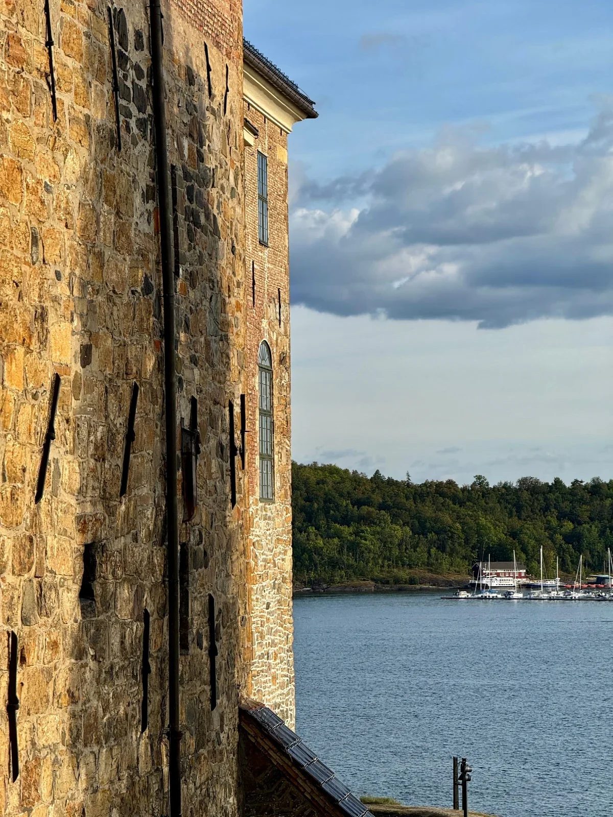 Waterside of Akershus Fortress, Oslo; context for a short city walk between food stops.