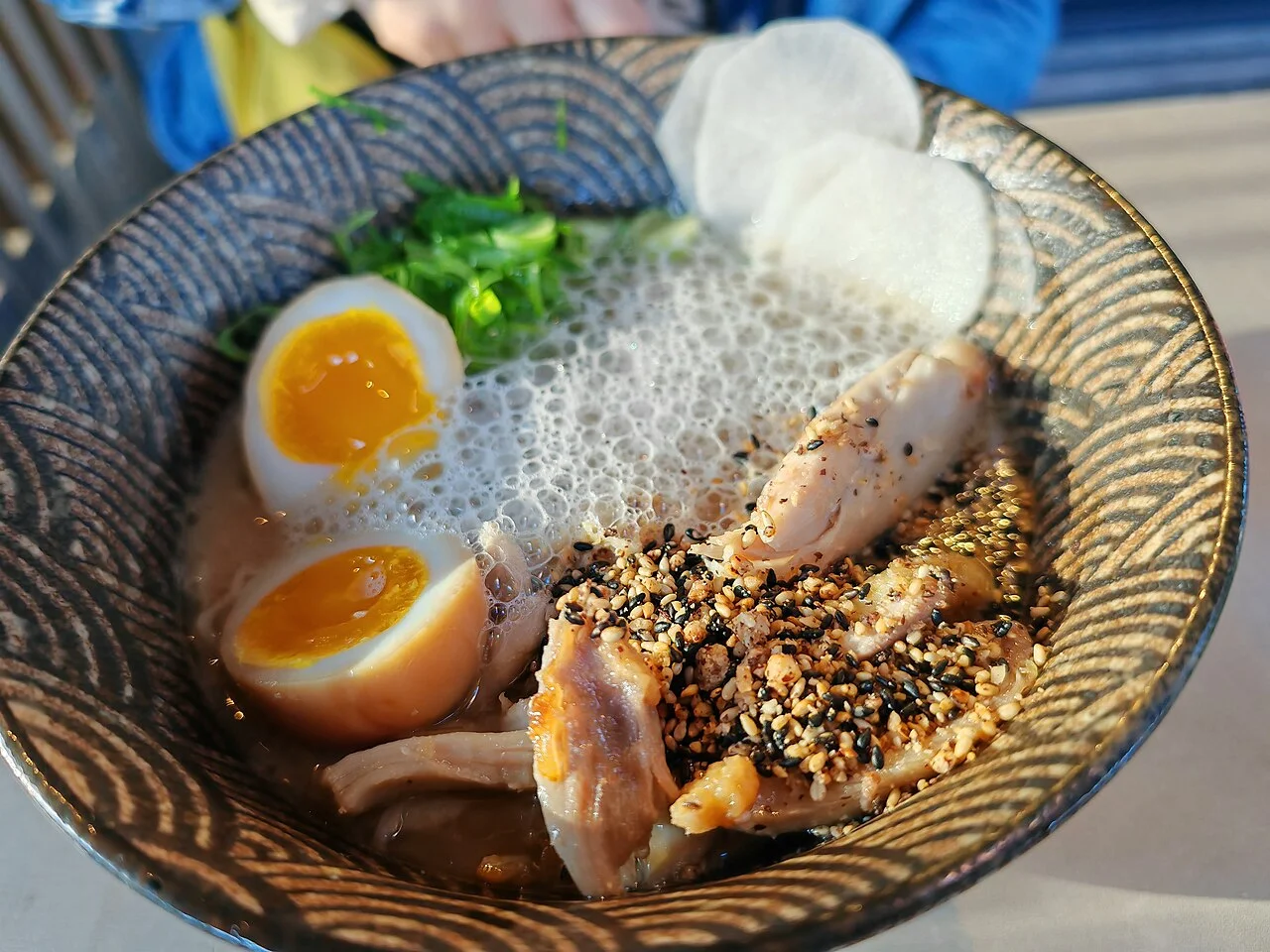 A ramen bowl photographed in Oslo on 9 August 2024; not the current menu of a named restaurant.