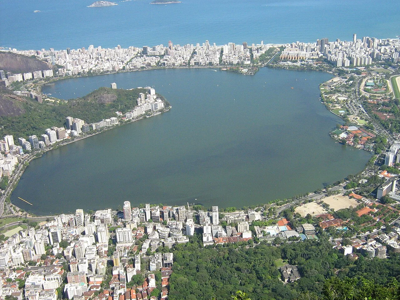 Broad Rio Lagoa view from Corcovado, a walking area between meals, September 2006