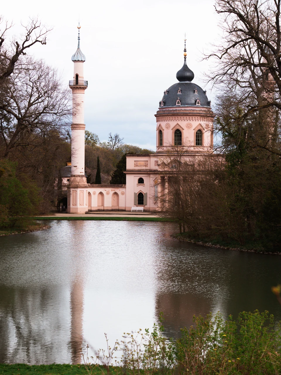 The decorative garden mosque and lake at Schwetzingen Palace