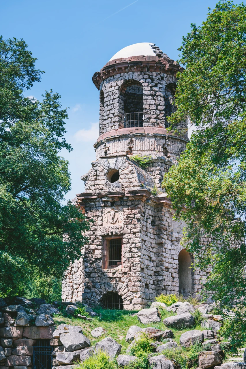 A detail of a deliberately ruin-like garden structure in Schwetzingen