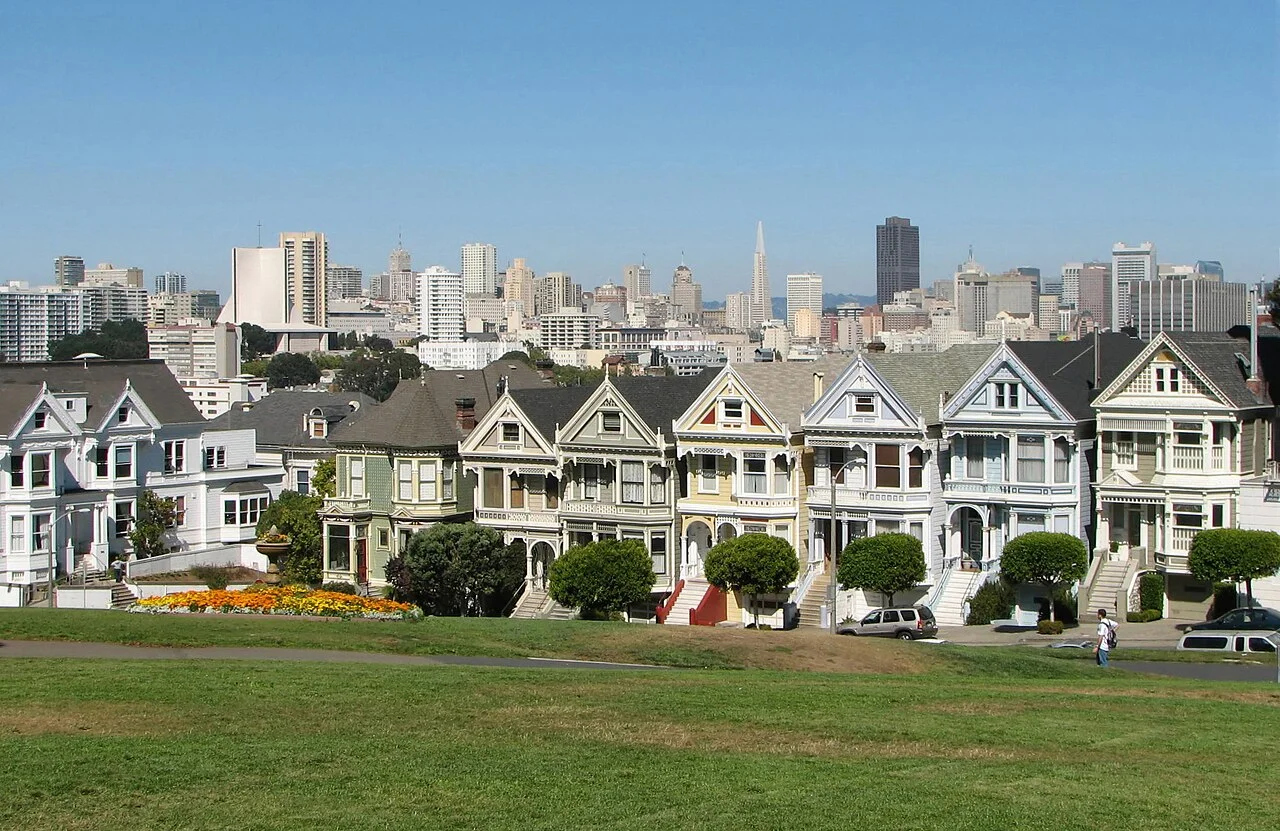 San Francisco Alamo Square yönünden Painted Ladies evleri, 2008