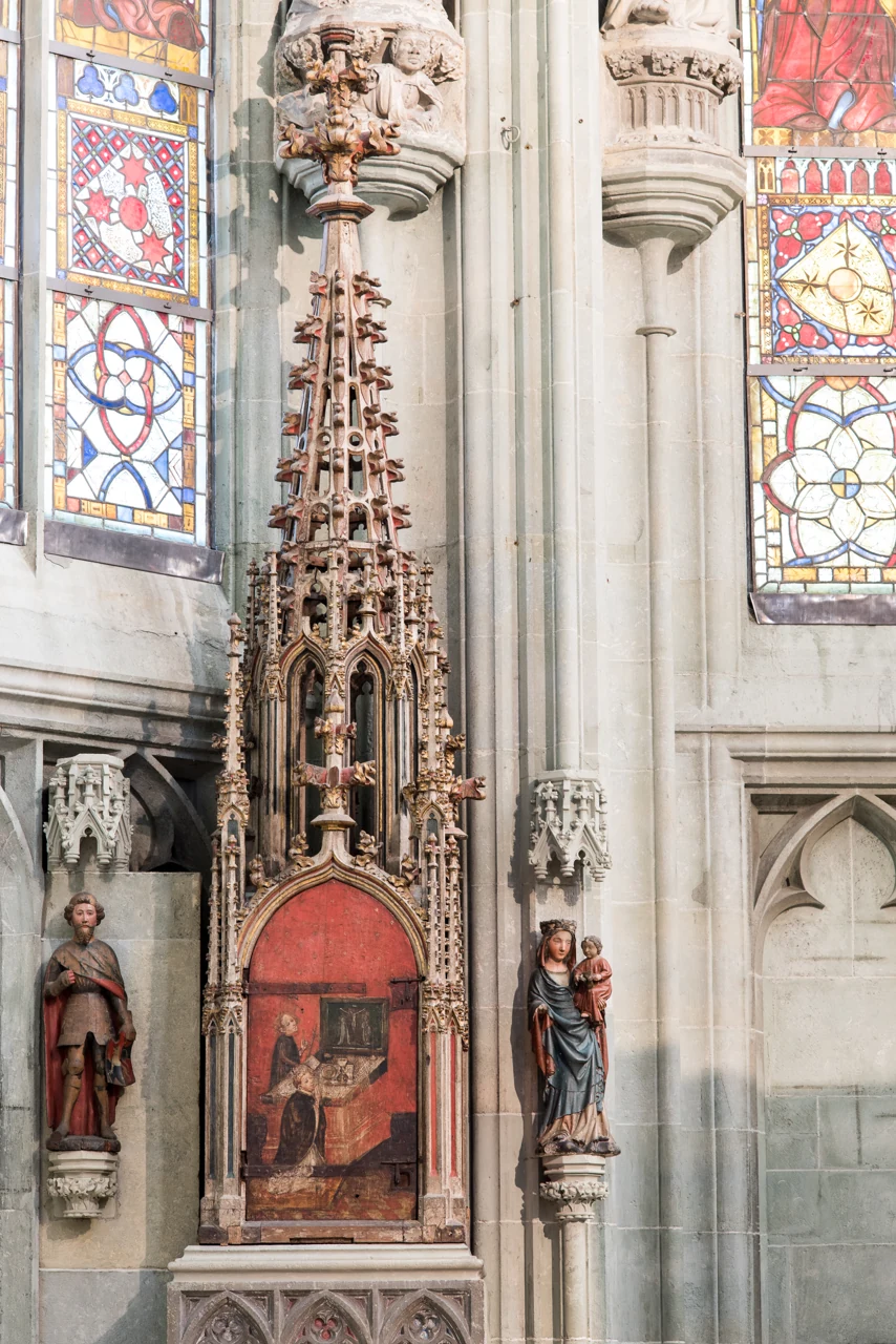 A detail of the Sakramentshaus inside Wiesenkirche in Soest, 2026