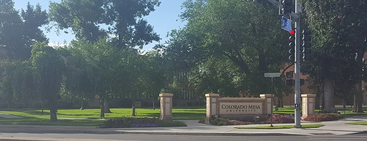 Colorado Mesa University campus entrance, July 2021 according to EXIF; not permission to visit every interior
