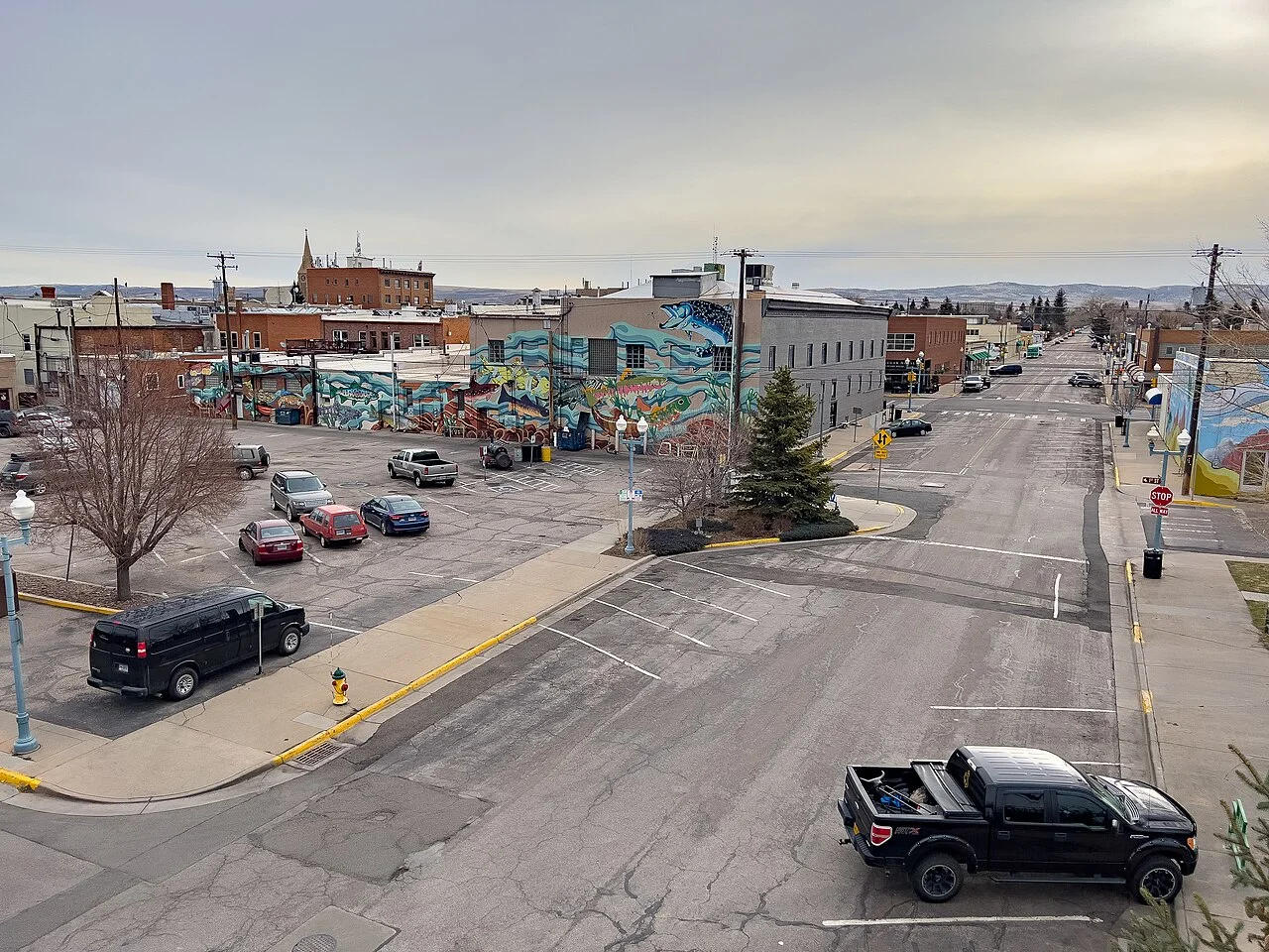 A different downtown Laramie street viewpoint, April 2022; not current departures or traffic arrangements