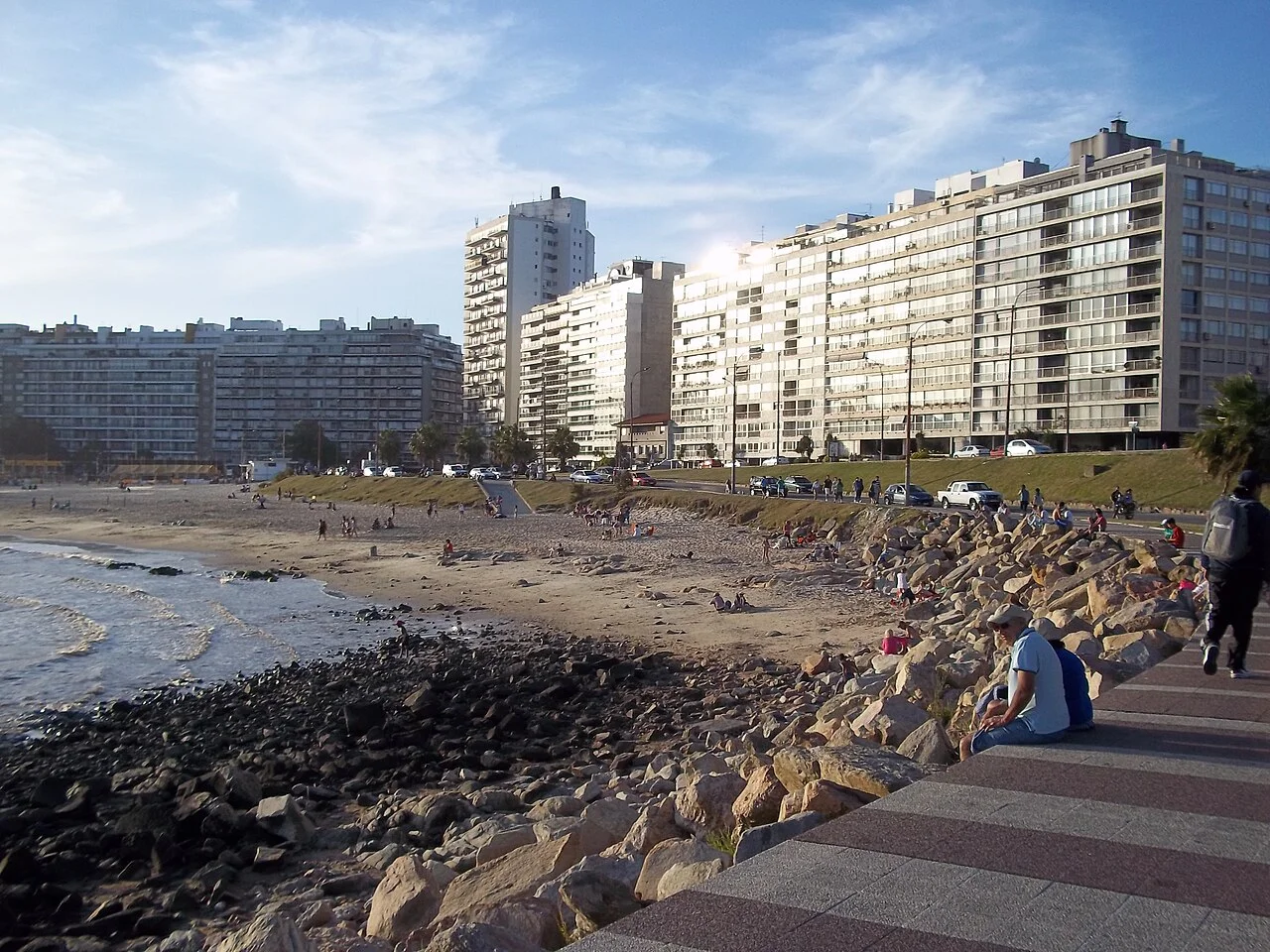 View of the rambla from Pocitos beach, Montevideo, 2012; not evidence of current swimming conditions