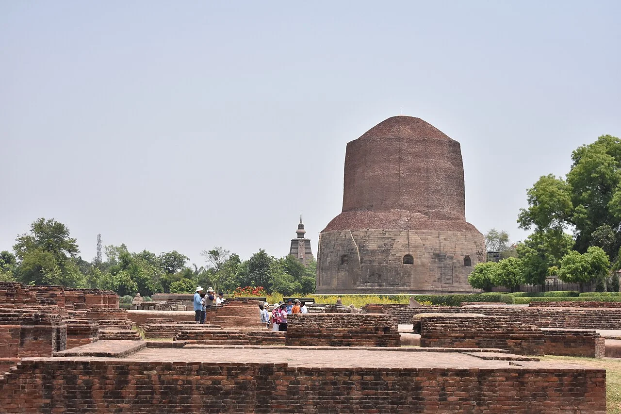 Dhamekh Stupa and archaeological surroundings at Sarnath; Kunwar Kuldeep Srivastava, 2017. Description and EXIF specify different days.