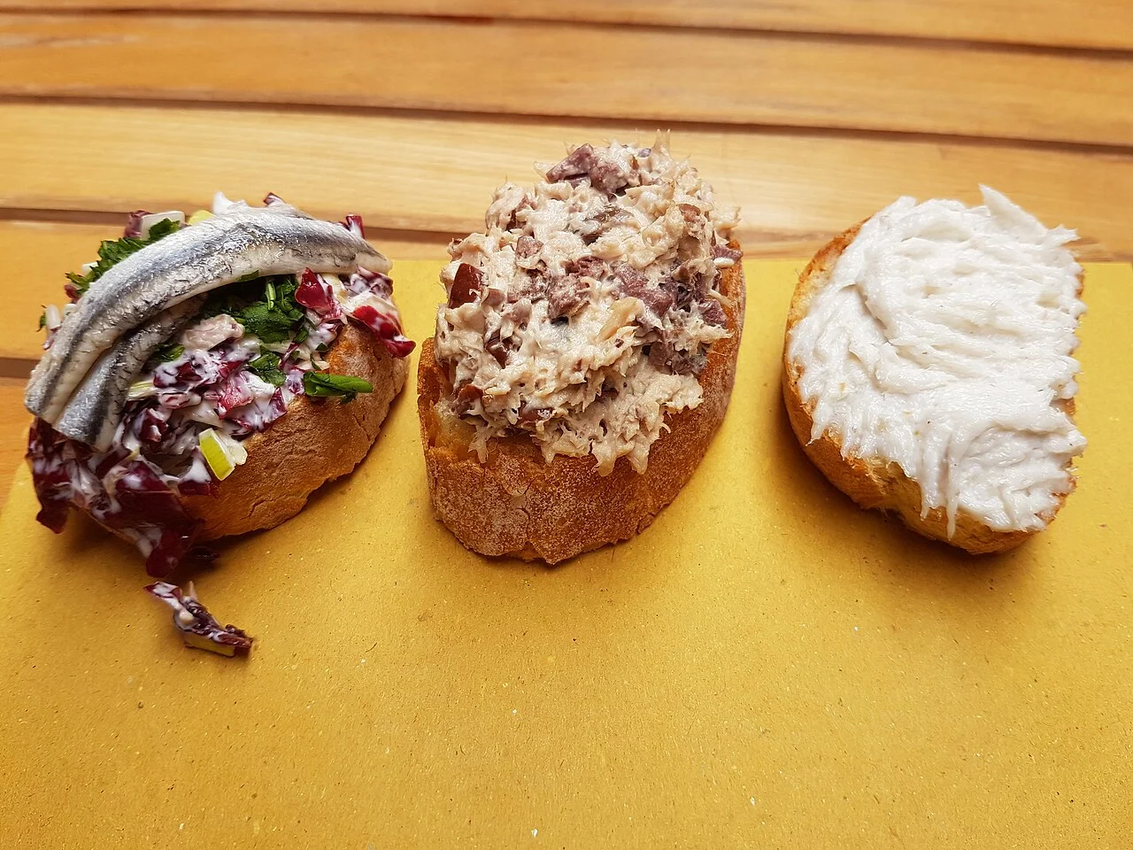 Three different cicchetti at Ostaria dai Zemei in Venice, 2020