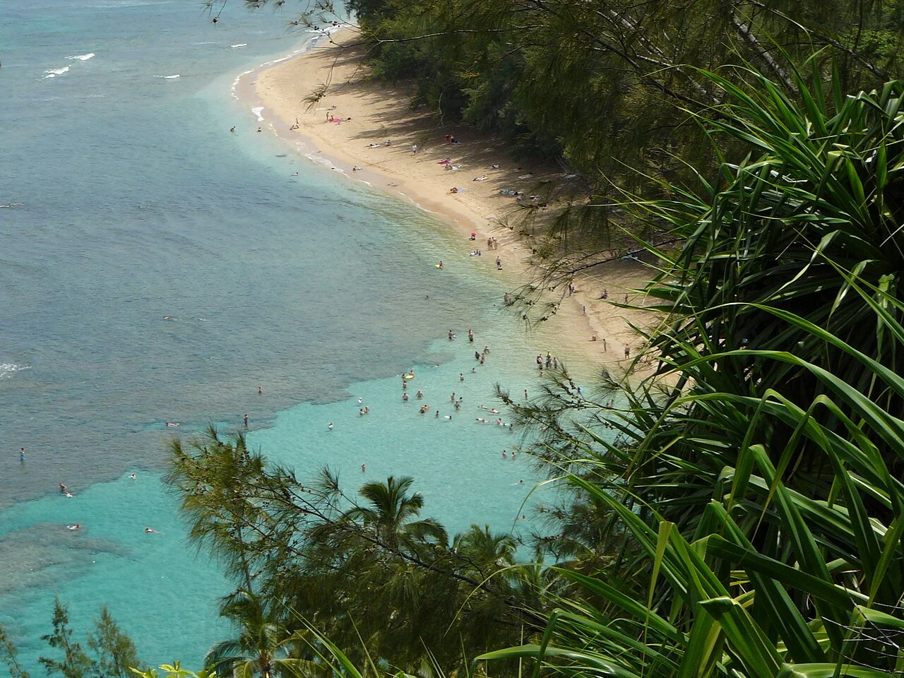 View of Ke’e Beach from Kalalau Trail in Hawaii, USA, 2006