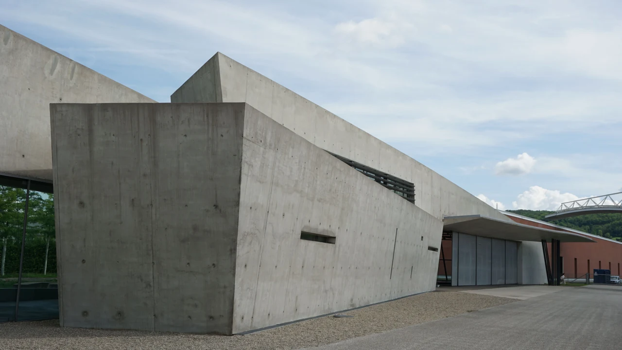 Angular concrete exterior of the Vitra Fire Station